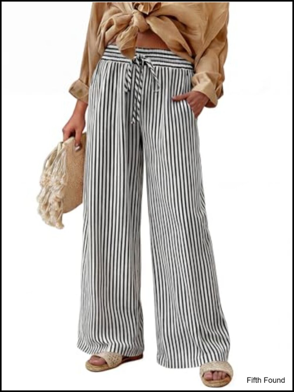 Wide Leg Palazzo Pants High Waisted Elastic Casual Cotton Blend
